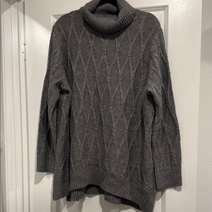 Jessica London Gray Cable Knit Turtleneck Sweater